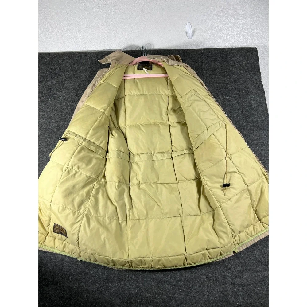 VTG 70s Eddie Bauer Goose Down Parka Tan Khaki Hooded Expedition Coat Mens M